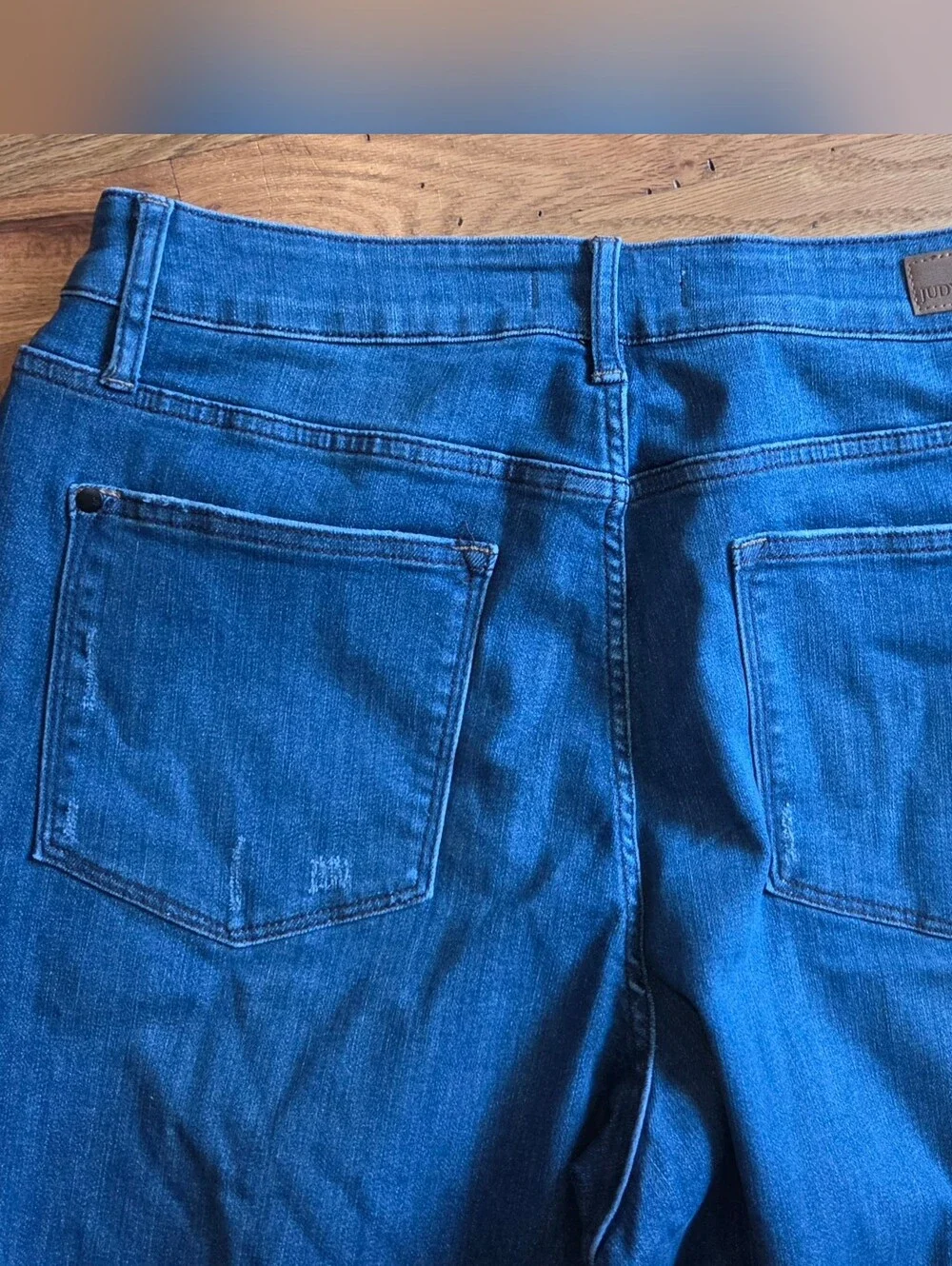 Judy Blue Boyfriend Blue Denim Jeans Button Fly Distressed Women's 18W NWOT